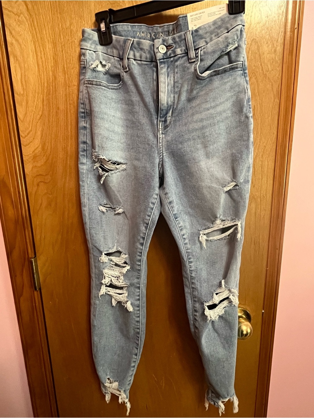 American Eagle Outfitters Distressed Light Wash Boyfriend Jeans